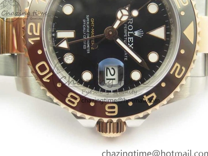 AAA Replica Watches Best Black Resilient BP RG GMT-Master RG Bezel Brown Black II on 126711CHNR SS Bracelet 3365 Dial Edition Ceramic SS 0118